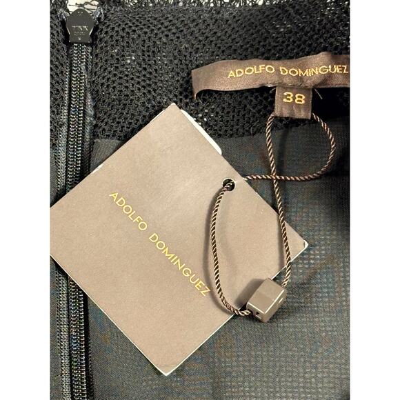 ADOLFO DOMINGUEZ NWT Size38 black v-neck midi length sheer - Picture 5 of 10